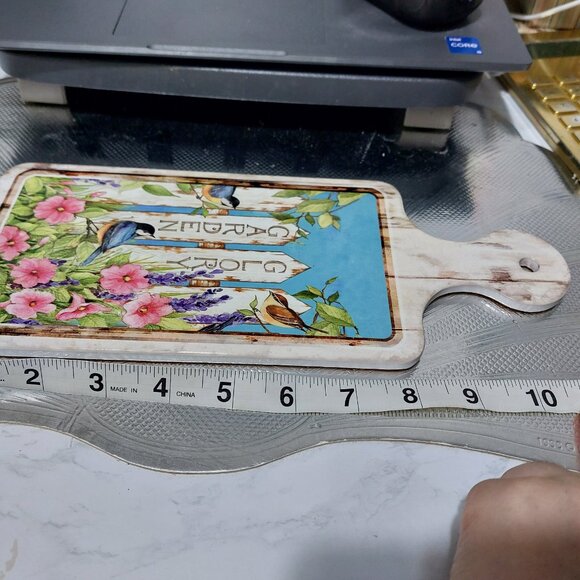 Mini Ceramic Cutting Board Garden Glory Birds Flower Decor Hot Dish Stand - Picture 3 of 7